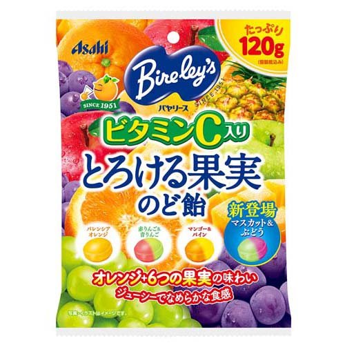 JAN 4946842508815 バヤリース とろける果実のど飴(120g) アサヒグループ食品株式会社 スイーツ・お菓子 画像