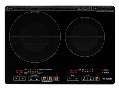 JAN 4967576370127 IRIS 2口IHクッキングヒーター IHC-WKG2-B アイリスオーヤマ株式会社 家電 画像