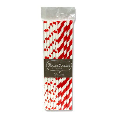 JAN 4968951160081 papierstraws ペーパーストロー 紙ストロー ハートストライプ レッド   株式会社エルオー キッチン用品・食器・調理器具 画像