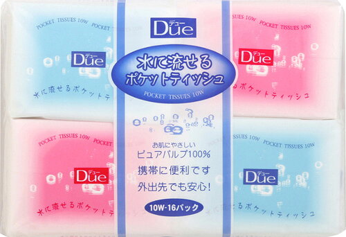 JAN 4970240120386 イデシギョー デュー 水に流せるポケットティッシュ 16個 イデシギョー株式会社 日用品雑貨・文房具・手芸 画像