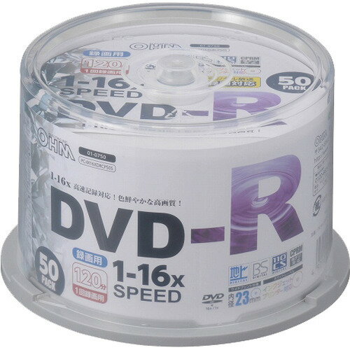 JAN 4971275107502 DVD-R 16倍速対応 録画用 スピンドル入 PC-M16XDRCP50S(50個入) 株式会社オーム電機 TV・オーディオ・カメラ 画像