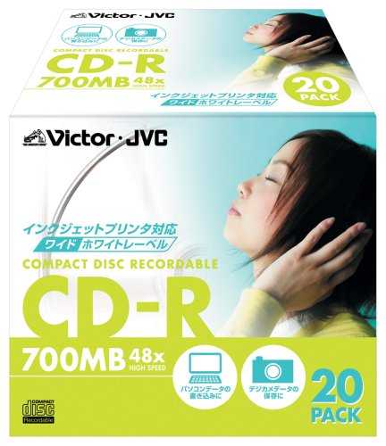 JAN 4975769349874 ビクター データ用 CD-R 48倍速 ホワイトディスク CD-R80PF20(20枚入) 株式会社JVCケンウッド TV・オーディオ・カメラ 画像