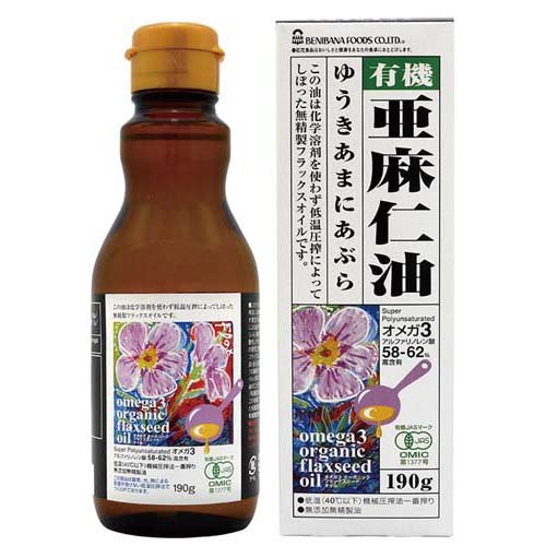 JAN 4976683001183 紅花食品 オーガニックフラックスシードオイル(有機亜麻仁油)(190g) 紅花食品株式会社 食品 画像