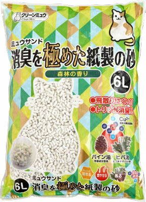 JAN 4990968211128 クリーンミュウ ミュウサンド 消臭を極めた紙製の砂(6L) シーズイシハラ株式会社 ペット・ペットグッズ 画像