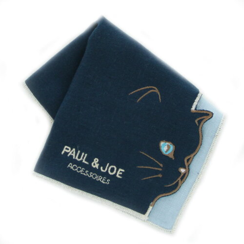 JAN 4996742819900 PAUL&JOE ACCESSOIRES ハンカチ M キャットフェイス ネイビー ブルーミング中西株式会社 バッグ・小物・ブランド雑貨 画像