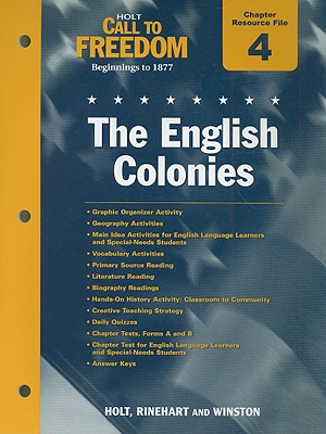 ISBN 9780030383717 Holt Call to Freedom Chapter 4 Resource File: The English Colonies: Beginnings to 1877/STECK VAUGHN C0/Holt Rinehart & Winston 本・雑誌・コミック 画像