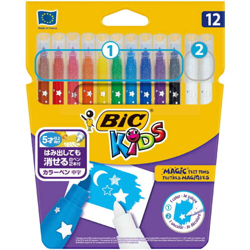 EAN 3086123174115 Bic Kids Colour and Erase Colouring Pens Pack of 12 日用品雑貨・文房具・手芸 画像
