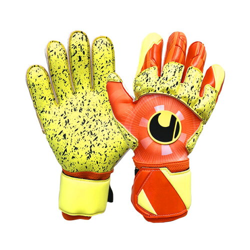 EAN 4051309869535 ウールシュポルト uhlsport サッカー キーパーグローブ ダイナミックインパルス スーパーグリップ リフレックス360° ダイナミックオレンジ×フローイエロー 1011182 01 スポーツ・アウトドア 画像