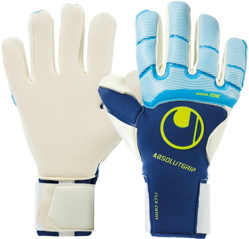 EAN 4051309934332 uhlsport アブソルートグリップ タイト ハーフネガティブ ダークブルー×シアン×フローイエロー 1011214 01 スポーツ・アウトドア 画像