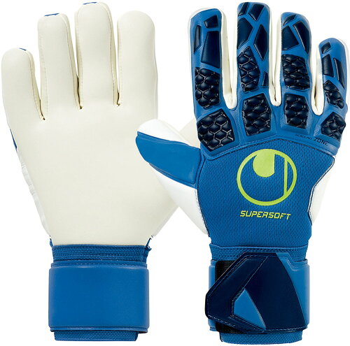 EAN 4051309946397 uhlsport ウールシュポルト 試合用 サッカー GK キーパーグローブ ハイパーアクト スーパーソフト ハーフネガティブ 1011236 10 ナイトブルー×ホワイト×フローイエロー スポーツ・アウトドア 画像