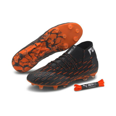 EAN 4062453298201 PUMA プーマ フューチャー 6.1 NETFIT FG/AG サッカー スパイク 25.5 Black-White-Shocking Orange 106179 靴 画像