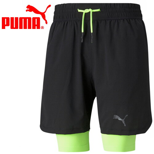 EAN 4063698939355 PUMA プーマ トレーニング EVOニット 5インチ 2イン1 ショーツ XS Puma Black-Green Glare 520869 スポーツ・アウトドア 画像