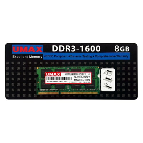 EAN 4710961755647 UMAX ノートPC用メモリ UM-SODDR3S-1600-8G パソコン・周辺機器 画像