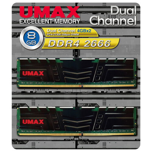 EAN 4710961755999 UMAX デスクトップ用メモリー UM-DDR4D-2666-8GBHS パソコン・周辺機器 画像