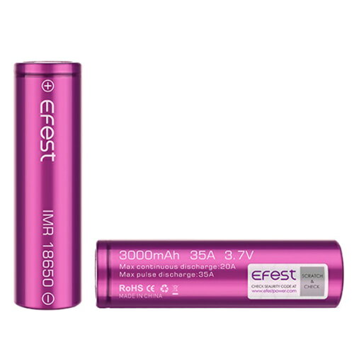 EAN 6958946201361 Efest IMR18650紫 フラットトップリチウムマンガン充電池 3000mAh 電子タバコ VAPE 禁煙イーフェスト ホビー 画像