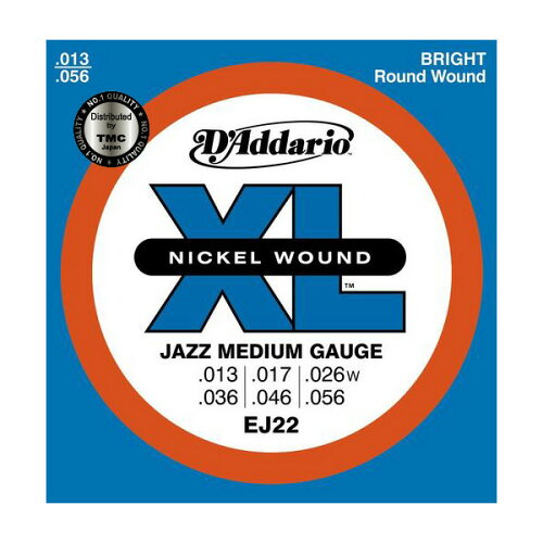 UPC 0019954122195 EJ-22 DADDARIO ダダリオ エレキギター弦 Jazz Medium .013-.056 XL Nickel Round Wound 楽器・音響機器 画像