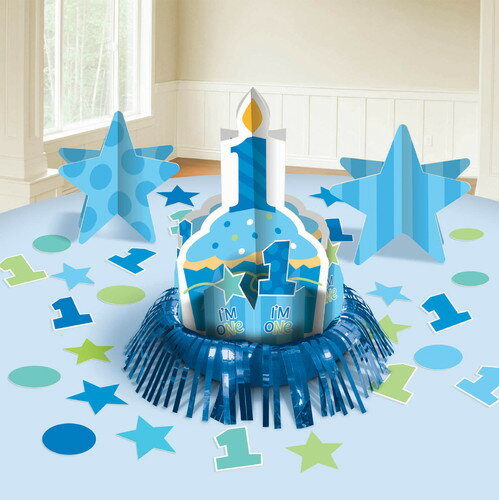 UPC 0048419990314 First Birthday Boy Table Decorating Kit 最初バースデーボーイテーブルデコレーションキット ハロウィン クリスマス 日用品雑貨・文房具・手芸 画像