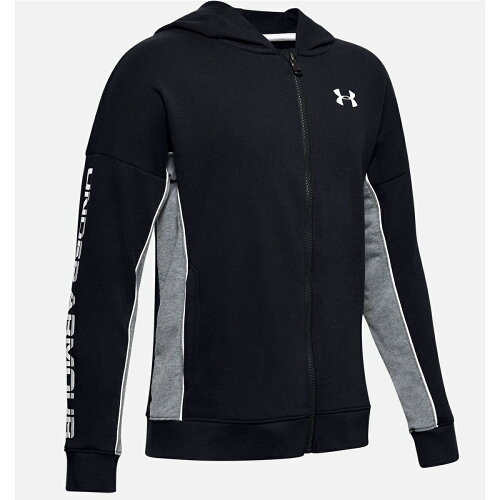 UPC 0193444696271 アンダーアーマー UNDER ARMOUR ジュニア トレーニングウェア UA ライバルテリー フルジップ ブラック/ホワイト 1351786 001 男の子 スポーツ・アウトドア 画像