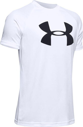 UPC 0193444701524 アンダーアーマー UNDER ARMOUR YLGサイズ ボーイズ トレーニングTシャツ UAテック ビッグロゴ ショートスリーブ ホワイト×ブラック 1351850 スポーツ・アウトドア 画像