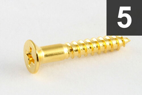 UPC 0645208009617 ALLPARTS SCREWS 7523 Pack of 5 Gold Bridge Mounting Screws ブリッジ止めビス 楽器・音響機器 画像