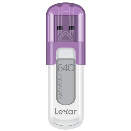 UPC 0650590172955 Lexar JumpDrive V10 USBメモリ 64GB USB2.0 ホワイト/パープル LJDV10-64GABEU パソコン・周辺機器 画像