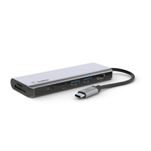 UPC 0745883819836 BELKIN USB-C 7-in-1マルチポートアダプター シルバー AVC009BTSGY パソコン・周辺機器 画像