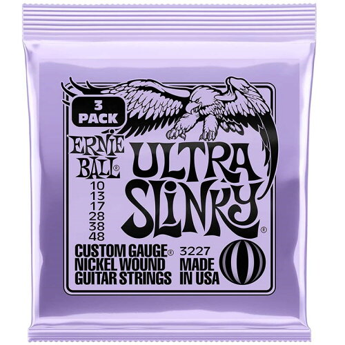 UPC 0749699132271 ERNIE BALL Ultra Slinky Nickel Wound Electric Guitar Strings 3 Pack #3227 楽器・音響機器 画像