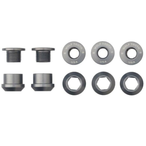 UPC 0812719021401 WOLF TOOTH Set of 5 Chainring Bolts+Nuts for 1X5 pcs gunmetal 6mm スポーツ・アウトドア 画像