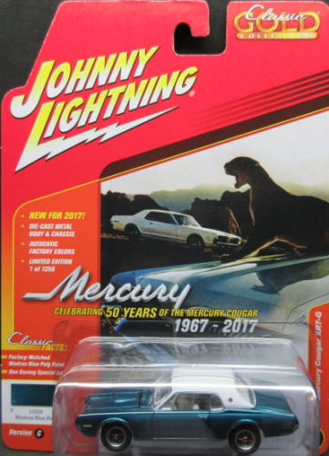 UPC 0849398015223 JOHNNY LIGHTNING 1/64 Classic Gold 2017 1968 Mercury Cougar XR7-G MADRAS BLUE おもちゃ 画像